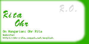 rita ohr business card